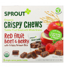 Sprout Organic, Хрустящие тянучки, красные ягоды и свекла, 5 пакетиков по 0,63 унции (18 г)