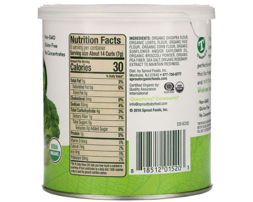 Sprout Organic, Curlz, брокколи, 1,48 унц. (42 г) Sprout Organic, Curlz, брокколи, 1,48 унц. (42 г)