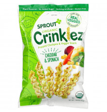 Sprout Organic, Crinklez, Popped Veggie Snack, Cheesy Spinach, 1.48 oz (42 g)