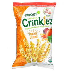 Sprout Organic, Crinklez, Popped Veggie Snack, Pumpkin Carrot, 1.48 oz (42 g)