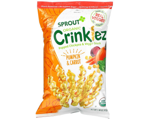 Sprout Organic, Crinklez, Popped Veggie Snack, Pumpkin Carrot, 1.48 oz (42 g) Sprout Organic, Crinklez, Popped Veggie Snack, Pumpkin Carrot, 1.48 oz (42 g)