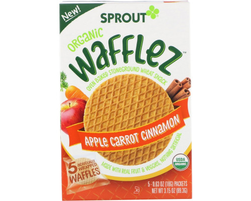 Sprout Organic, Wafflez, Apple Carrot Cinnamon, 5 Packets, 0.63 oz (18 g) Sprout Organic, Wafflez, Apple Carrot Cinnamon, 5 Packets, 0.63 oz (18 g)