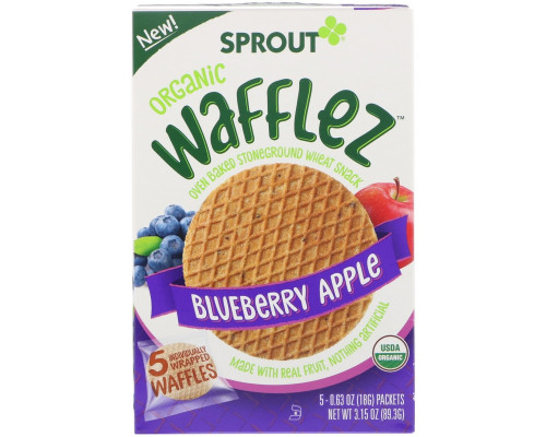 Sprout Organic, Wafflez, Blueberry Apple, 5 Packets, 0.63 oz (18 g) Sprout Organic, Wafflez, Blueberry Apple, 5 Packets, 0.63 oz (18 g)