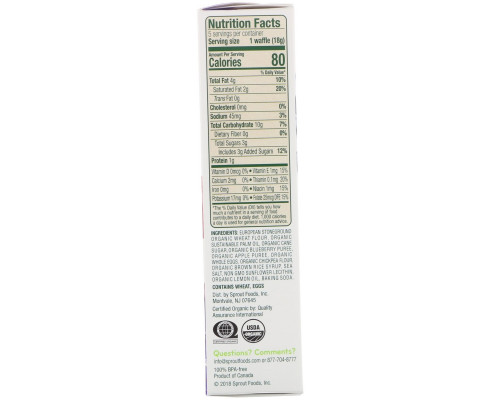 Sprout Organic, Wafflez, Blueberry Apple, 5 Packets, 0.63 oz (18 g) Sprout Organic, Wafflez, Blueberry Apple, 5 Packets, 0.63 oz (18 g)