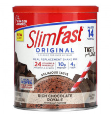 Для похудения и контроля веса SlimFast, Original, коктейльная смесь для замены приема пищи, насыщенный шоколадный вкус, 364 г (12,83 унции)