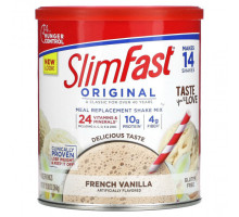 Для похудения и контроля веса SlimFast, Original, заменитель еды, смесь коктейлей, французская ваниль, 364 г (12,83 унции)