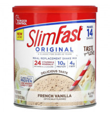 Для похудения и контроля веса SlimFast, Original, заменитель еды, смесь коктейлей, французская ваниль, 364 г (12,83 унции)