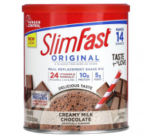 Для похудения и контроля веса SlimFast, Original, смесь коктейлей для замены приемов пищи, сливочный молочный шоколад, 364 г (12,83 унции)