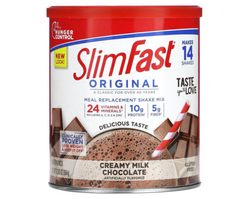 Для похудения и контроля веса SlimFast, Original, смесь коктейлей для замены приемов пищи, сливочный молочный шоколад, 364 г (12,83 унции) Для похудения и контроля веса SlimFast, Original, смесь коктейлей для замены приемов пищи, сливочный молочный шоколад, 364 г (12,83 унции)