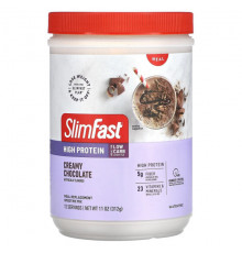 Для похудения и контроля веса SlimFast, Смузи-заменитель с высоким содержанием протеина, сливочный шоколад, 312 г (11 унций)