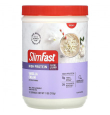 Для похудения и контроля веса SlimFast, Смузи-заменитель с высоким содержанием белка, ванильный крем, 312 г (11 унций)