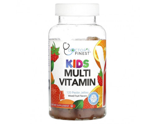 Детское здоровье Doctor's Finest, Мультивитамины для детей, фруктовое ассорти, 120 желе с пектином Детское здоровье Doctor's Finest, Мультивитамины для детей, фруктовое ассорти, 120 желе с пектином