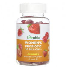 Пребиотики и пробиотики Lifeable, Пробиотик для женщин, ягодный, 5 млрд КОЕ, 60 жевательных таблеток