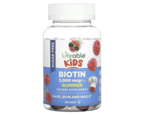 Биотин Lifeable, Kids Biotin Gummies, малина, 2500 мкг, 60 шт. Биотин Lifeable, Kids Biotin Gummies, малина, 2500 мкг, 60 шт.