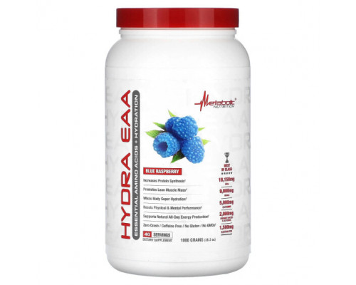 Аминокислоты Metabolic Nutrition, Hydra EAA, голубая малина, 1000 г (35,2 унции) Аминокислоты Metabolic Nutrition, Hydra EAA, голубая малина, 1000 г (35,2 унции)