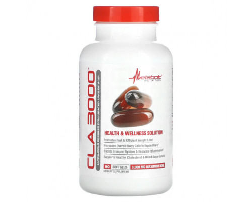 Для похудения и контроля веса Metabolic Nutrition, CLA 3000, 1000 мг, 90 мягких таблеток Для похудения и контроля веса Metabolic Nutrition, CLA 3000, 1000 мг, 90 мягких таблеток