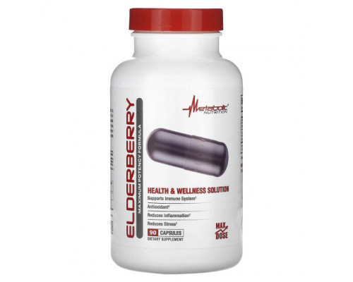 От гриппа и простуды Metabolic Nutrition, Elderberry, формула максимальной эффективности, 90 капсул От гриппа и простуды Metabolic Nutrition, Elderberry, формула максимальной эффективности, 90 капсул
