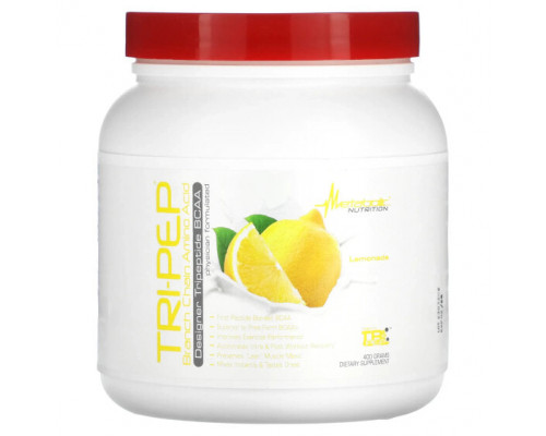 Аминокислоты Metabolic Nutrition, Tri-Pep, аминокислота с разветвленной цепью, лимонад, 400 г (14,1 унции) Аминокислоты Metabolic Nutrition, Tri-Pep, аминокислота с разветвленной цепью, лимонад, 400 г (14,1 унции)