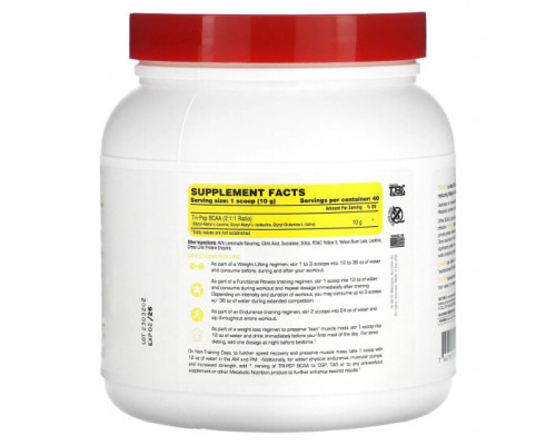 Аминокислоты Metabolic Nutrition, Tri-Pep, аминокислота с разветвленной цепью, лимонад, 400 г (14,1 унции) Аминокислоты Metabolic Nutrition, Tri-Pep, аминокислота с разветвленной цепью, лимонад, 400 г (14,1 унции)