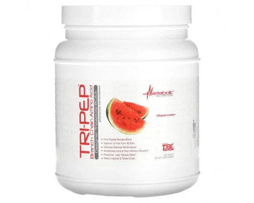 Аминокислоты Metabolic Nutrition, Tri-Pep, аминокислота с разветвленной цепью, арбуз, 400 г (14,1 унции) Аминокислоты Metabolic Nutrition, Tri-Pep, аминокислота с разветвленной цепью, арбуз, 400 г (14,1 унции)