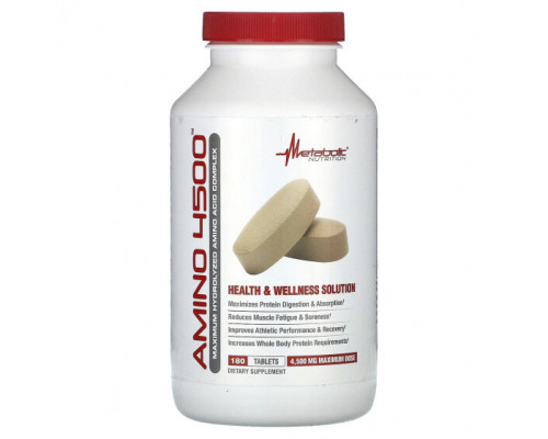 Аминокислоты Metabolic Nutrition, Amino 4500, 1500 мг, 180 таблеток Аминокислоты Metabolic Nutrition, Amino 4500, 1500 мг, 180 таблеток