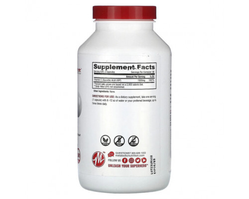 Витамин C Metabolic Nutrition, Витамин C, 750 мг, 180 капсул Витамин C Metabolic Nutrition, Витамин C, 750 мг, 180 капсул