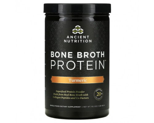 Для мышц и суставов Dr. Axe / Ancient Nutrition, Bone Broth Protein, куркума, 460 г (1 фунт) Для мышц и суставов Dr. Axe / Ancient Nutrition, Bone Broth Protein, куркума, 460 г (1 фунт)