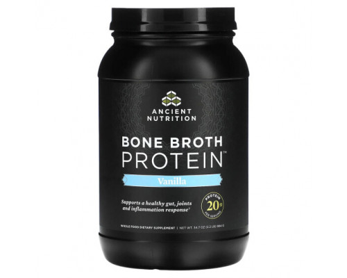 Для мышц и суставов Dr. Axe / Ancient Nutrition, Bone Broth Protein, со вкусом ванили, 984 г (2,2 унции) Для мышц и суставов Dr. Axe / Ancient Nutrition, Bone Broth Protein, со вкусом ванили, 984 г (2,2 унции)