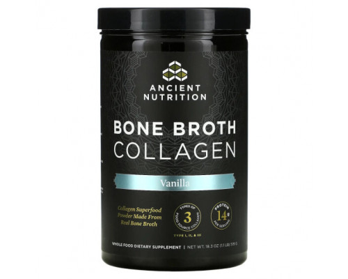 Для мышц и суставов Dr. Axe / Ancient Nutrition, Bone Broth Collagen, ваниль, 519 г (1,1 фунта) Для мышц и суставов Dr. Axe / Ancient Nutrition, Bone Broth Collagen, ваниль, 519 г (1,1 фунта)