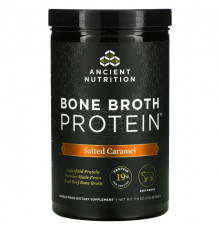 Для мышц и суставов Dr. Axe / Ancient Nutrition, Bone Broth Protein, соленая карамель, 506 г (1,12 фунта)