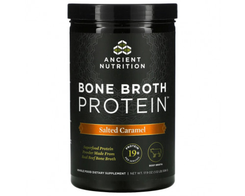 Для мышц и суставов Dr. Axe / Ancient Nutrition, Bone Broth Protein, соленая карамель, 506 г (1,12 фунта) Для мышц и суставов Dr. Axe / Ancient Nutrition, Bone Broth Protein, соленая карамель, 506 г (1,12 фунта)