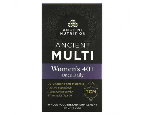 Женское здоровье Dr. Axe / Ancient Nutrition, Ancient Multi, для женщин старше 40 лет, 1 раз в день, 30 капсул Женское здоровье Dr. Axe / Ancient Nutrition, Ancient Multi, для женщин старше 40 лет, 1 раз в день, 30 капсул