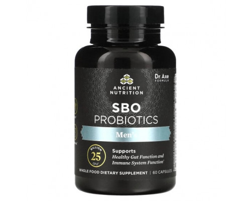 Пребиотики и пробиотики Dr. Axe / Ancient Nutrition, Men's SBO Probiotics, 25 Billion CFU, 60 Capsules Пребиотики и пробиотики Dr. Axe / Ancient Nutrition, Men's SBO Probiotics, 25 Billion CFU, 60 Capsules