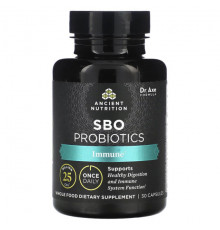 Пребиотики и пробиотики Dr. Axe / Ancient Nutrition, Пробиотики SBO, для иммунитета, 25 млрд КОЕ, 30 капсул