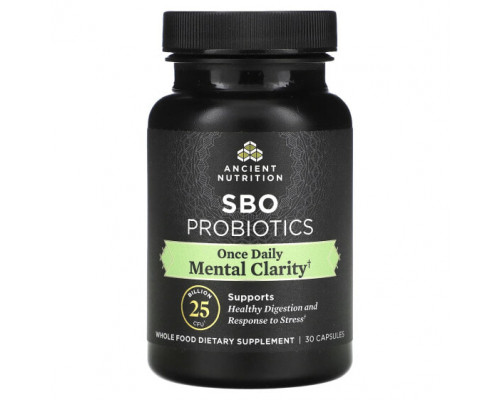 Улучшение памяти и работы мозга Dr. Axe / Ancient Nutrition, SBO Probiotics, Mental Clarity, 25 млрд КОЕ, 30 капсул Улучшение памяти и работы мозга Dr. Axe / Ancient Nutrition, SBO Probiotics, Mental Clarity, 25 млрд КОЕ, 30 капсул