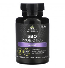 Для пищеварительной системы Dr. Axe / Ancient Nutrition, Пробиотики SBO, вагинальные, 25 млрд КОЕ, 30 капсул