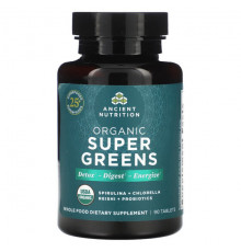 Зелень и зеленые овощи Organic Super Greens, 90 Tablets