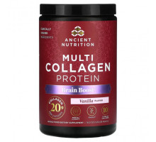 Для мышц и суставов Dr. Axe / Ancient Nutrition, Multi Collagen Protein, Brain Boost, ваниль, 454,5 г (1 фунт)