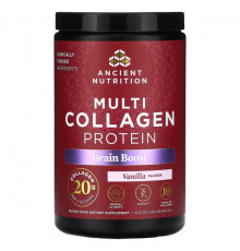 Для мышц и суставов Dr. Axe / Ancient Nutrition, Multi Collagen Protein, Brain Boost, ваниль, 454,5 г (1 фунт)