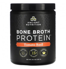 Для мышц и суставов Dr. Axe / Ancient Nutrition, Bone Broth Protein, томатный базилик, 387 г (13,7 унции)