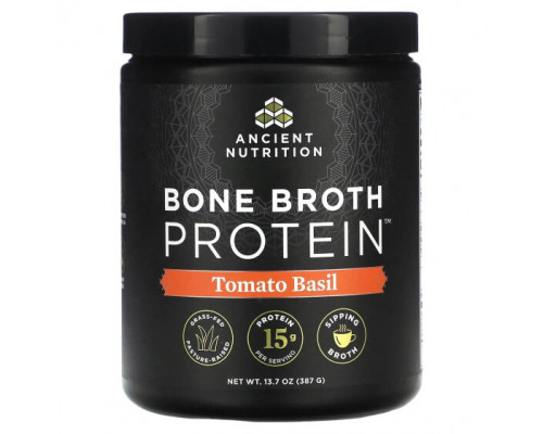 Для мышц и суставов Dr. Axe / Ancient Nutrition, Bone Broth Protein, томатный базилик, 387 г (13,7 унции) Для мышц и суставов Dr. Axe / Ancient Nutrition, Bone Broth Protein, томатный базилик, 387 г (13,7 унции)