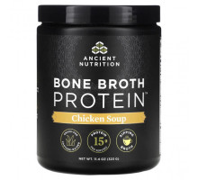 Для мышц и суставов Dr. Axe / Ancient Nutrition, Bone Broth Protein, куриный суп, 323 г (11,4 унции)