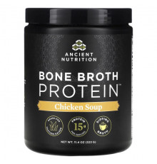 Для мышц и суставов Dr. Axe / Ancient Nutrition, Bone Broth Protein, куриный суп, 323 г (11,4 унции)