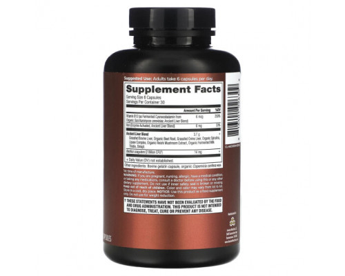 Для здоровья печени Dr. Axe / Ancient Nutrition, Печень травяного откорма, 180 капсул Для здоровья печени Dr. Axe / Ancient Nutrition, Печень травяного откорма, 180 капсул