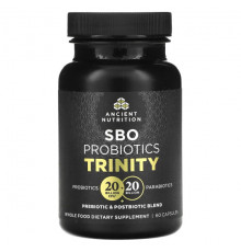 Пребиотики и пробиотики Dr. Axe / Ancient Nutrition, SBO Probiotics Trinity, 60 капсул