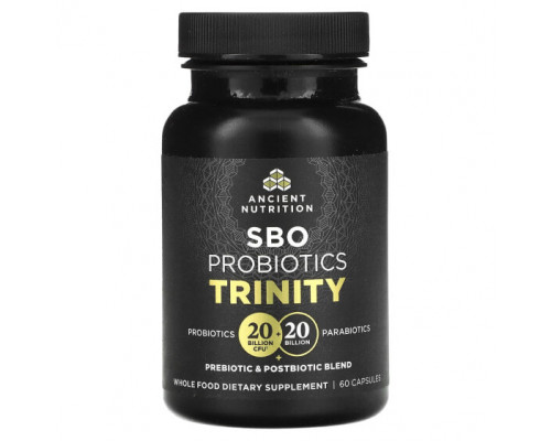 Пребиотики и пробиотики Dr. Axe / Ancient Nutrition, SBO Probiotics Trinity, 60 капсул Пребиотики и пробиотики Dr. Axe / Ancient Nutrition, SBO Probiotics Trinity, 60 капсул