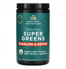 Суперфуды Dr. Axe / Ancient Nutrition, органическая зелень, для подщелачивания и детоксикации, 213 г (7,5 унции)