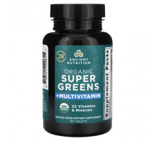 Витаминно-минеральные комплексы Organic Super Greens + Multivitamin, 90 Tablets