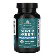 Витаминно-минеральные комплексы Organic Super Greens + Multivitamin, 90 Tablets