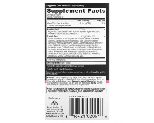 Пребиотики и пробиотики Dr. Axe / Ancient Nutrition, пробиотики для женщин, одна таблетка в день, 25 млрд КОЕ, 30 капсул Пребиотики и пробиотики Dr. Axe / Ancient Nutrition, пробиотики для женщин, одна таблетка в день, 25 млрд КОЕ, 30 капсул